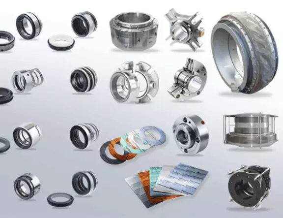 Selection of industrial sealing solutions including mechanical seals, cartridge seals, and gaskets for pumps, compressors, and rotating equipment.