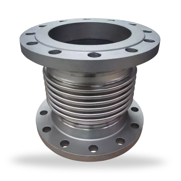 Metallkompensator mit Flanschanschlüssen zur Aufnahme von thermischen Ausdehnungen, Druckschwankungen und Bewegungen in industriellen Rohrleitungssystemen.