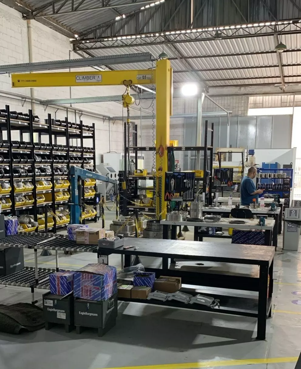 Área de produção e montagem da unidade da EagleBurgmann em Macaé, Brasil.