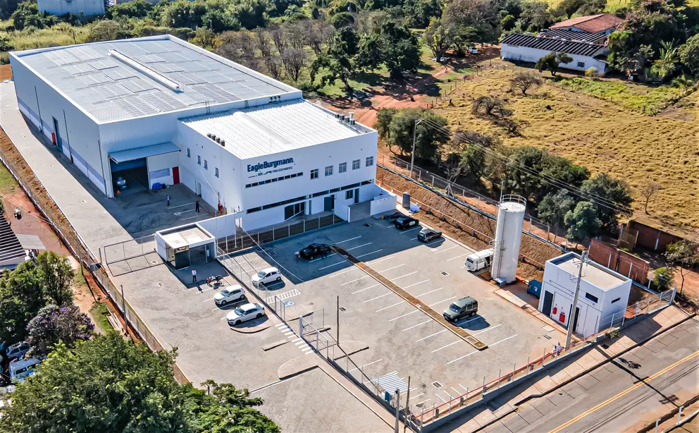 Vista aérea da unidade da EagleBurgmann em Valinhos, Brasil.